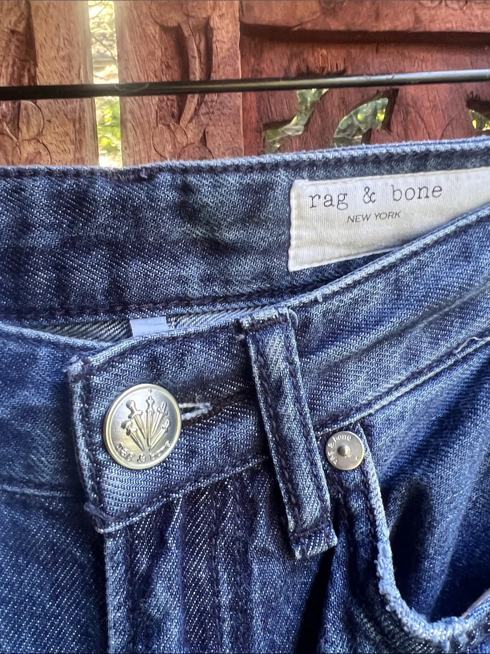 rag & bone High-Rise Wide Leg Jeans in Deep Blue Denim